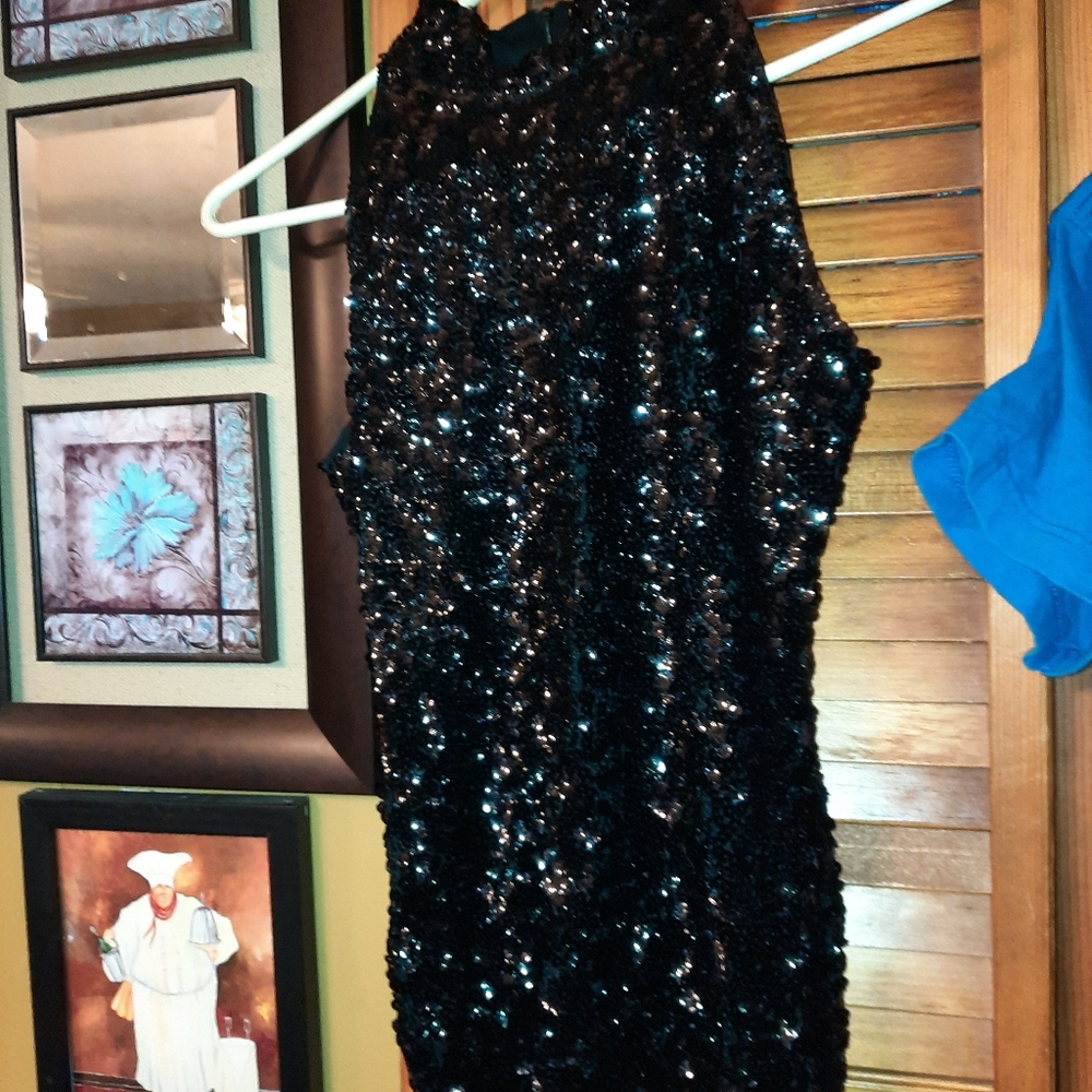 Nwot Black Sequin Alexander Collection Top Sz XS